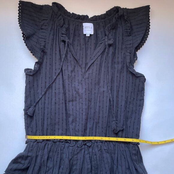 MISA Los Angeles "Lilian" Black Tiered Ruffle Mini Dress SZ M 100% Cotton - Picture 10 of 12